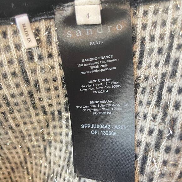 SANDRO PARIS NWOT Short Jacquard Knit Wool Blend Skirt $300 MSRP Size 4 - Picture 5 of 14